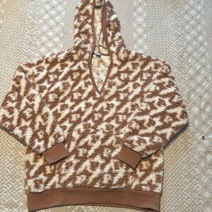 PINK by VS Cozy Brown and White Hooded Pullover